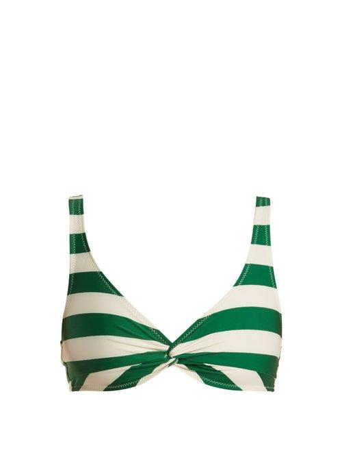 Matchesfashion.com Solid & Striped - The Jane Striped Bikini Top - Womens - Green Stripe