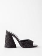 The Attico - Luz 105 Glitter-leather Mules - Womens - Black