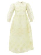 Matchesfashion.com Simone Rocha - Puff-sleeved Floral-embroidered Organza Dress - Womens - Green