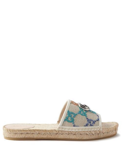 Gucci - Gg Supreme Espadrille Slides - Womens - Multi