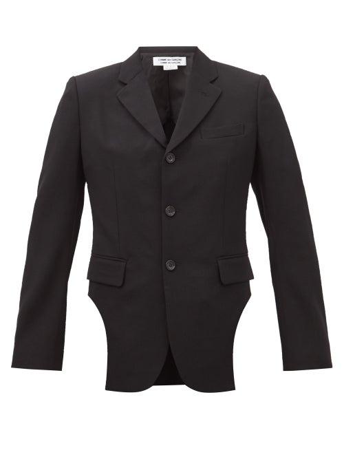 Comme Des Garons Comme Des Garons - Cutout Single-breasted Wool-gabardine Jacket - Womens - Black