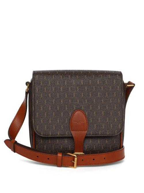 Saint Laurent - Ysl-jacquard Coated Canvas Cross-body Bag - Mens - Dark Brown