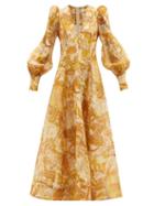Zimmermann - Tempo Floral-print Organza Maxi Dress - Womens - Yellow Print