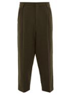Matchesfashion.com Raey - Exaggerated Tapered-leg Boiled-wool Trousers - Mens - Green