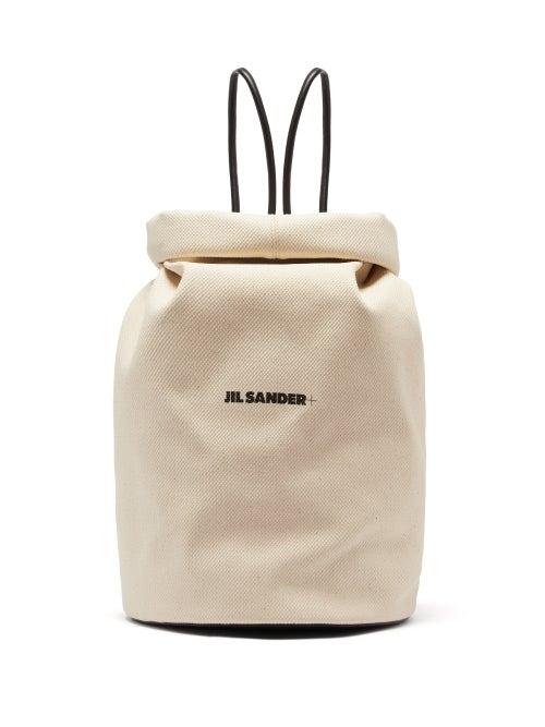 Ladies Bags Jil Sander - Logo-print Small Cotton-canvas Bucket Bag - Womens - Beige
