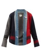 Matchesfashion.com Greg Lauren - Striped Denim And Wool-blend Jacket - Mens - Red Multi