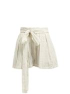Matchesfashion.com Three Graces London - Jola Shimmer Stripe Shorts - Womens - Cream Multi