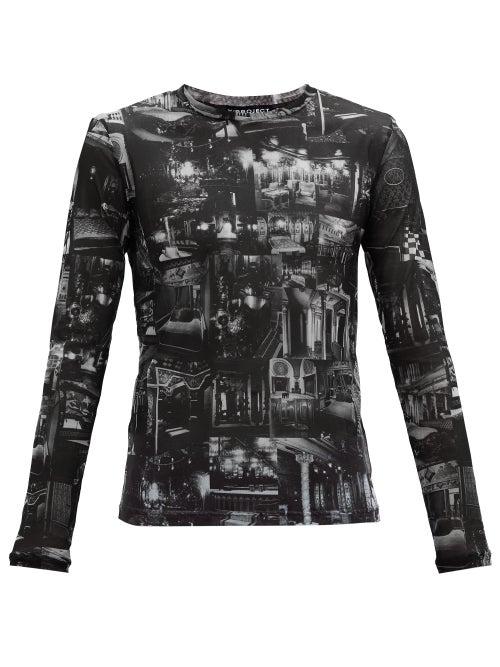 Matchesfashion.com Y/project - Printed Sheer Mesh Long-sleeved T-shirt - Mens - White Black