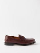 Gucci - Gg-plaque Lizard-effect Leather Loafers - Mens - Brown