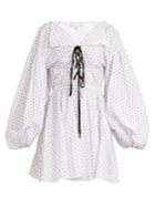Caroline Constas Olympia Lace-up Flocked Cotton Dress