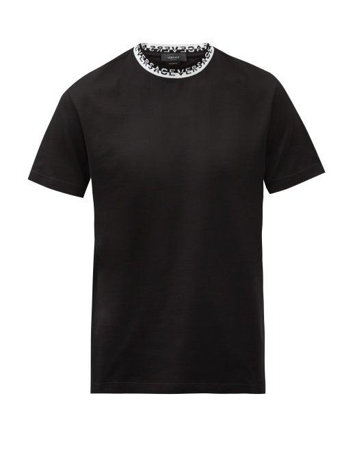 Matchesfashion.com Versace - Logo-jacquard Crew-neck Cotton T-shirt - Mens - Black