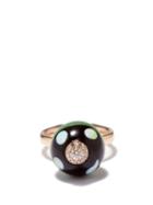 Francesca Villa - Stand Up 4 Diamond, Glass & 18kt Rose-gold Ring - Womens - Green Multi