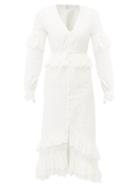 Matchesfashion.com Sir - Amelie Ruffled Broiderie Anglaise Cotton Dress - Womens - Ivory