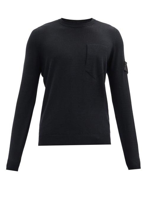 Matchesfashion.com Stone Island Shadow Project - Logo-patch Wool-blend Sweater - Mens - Black