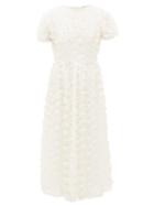 Matchesfashion.com Cecilie Bahnsen - Tai Floral Embroidered Tulle Dress - Womens - Ivory