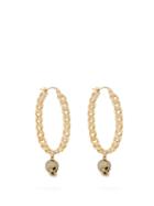 Matchesfashion.com Alexander Mcqueen - Skull Drop Chain Hoop Earrings - Womens - Gold
