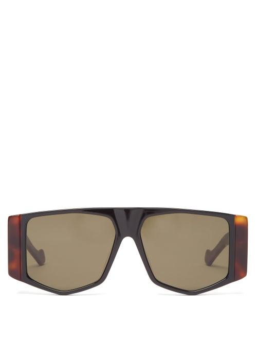 Matchesfashion.com Loewe - Flat-top Acetate Sunglasses - Mens - Black