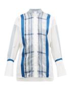Matchesfashion.com Mame Kurogouchi - Jacquard Panel Cotton Poplin Shirt - Womens - Ivory Multi