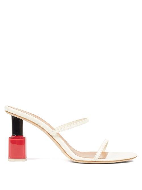 Loewe - Nail-polish Heel Leather Sandals - Womens - White