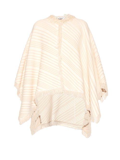 Matchesfashion.com Sonia Rykiel - Diagonal Knit Cotton Blend Poncho - Womens - White