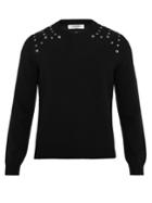 Valentino Eyelet-embellished Ribbed-knit Wool-blend Sweater