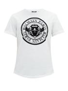 Matchesfashion.com Balmain - Flocked Logo Cotton T Shirt - Mens - White