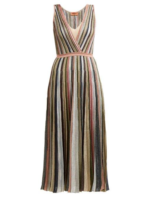 Matchesfashion.com Missoni - Metallic Stripe Knitted Midi Dress - Womens - Multi