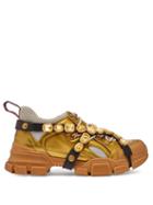 Matchesfashion.com Gucci - Flashtrek Crystal Embellished Low Top Trainers - Womens - Gold