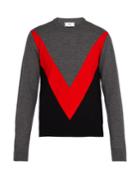 Ami Chevron-panelled Merino Wool Sweater