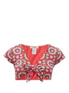 Matchesfashion.com La Doublej - Bardot Kaleidoscope Fuxia-print Bikini Top - Womens - Pink Multi