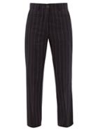 Matchesfashion.com Loewe - Pinstripe Wool Straight-leg Trousers - Womens - Navy White