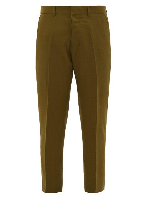 Matchesfashion.com Ami - Cropped Virgin Wool Twill Trousers - Mens - Green