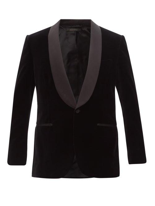 Matchesfashion.com Brioni - Shawl-lapel Cotton-velvet Tuxedo Jacket - Mens - Black