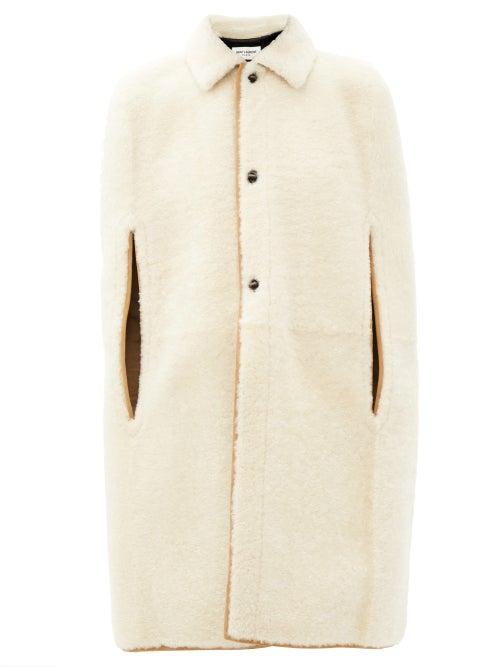 Matchesfashion.com Saint Laurent - Shearling Cape - Womens - White