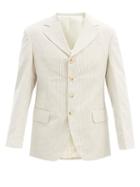 Matchesfashion.com Eckhaus Latta - Single-breasted Pinstriped Cotton-blend Jacket - Mens - Beige