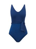 Matchesfashion.com Eres - Scoop Neck Jacquard Briefs Swimsuit - Womens - Blue