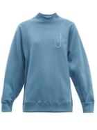 Matchesfashion.com Jw Anderson - Oversized Button Sleeve Cotton Jersey Sweatshirt - Womens - Blue