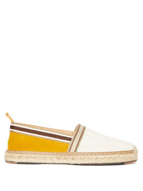Matchesfashion.com Fendi - Striped Suede And Canvas Espadrilles - Mens - Beige Multi