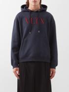 Valentino - Vltn-embroidered Jersey Hooded Sweatshirt - Mens - Marine