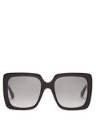 Matchesfashion.com Gucci - Crystal-logo Oversized Square Acetate Sunglasses - Womens - Black