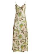 Adriana Iglesias Jadi Tropical-print Stretch-silk Slip Dress