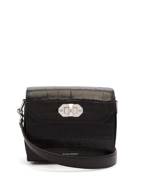 Matchesfashion.com Alexander Mcqueen - Box 21 Crocodile Effect Leather Cross Body Bag - Womens - Black
