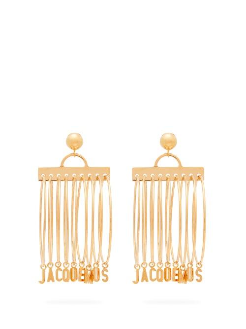 Matchesfashion.com Jacquemus - Logo Charm Multi Hoop Earrings - Womens - Gold