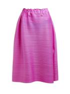 Matchesfashion.com Pleats Please Issey Miyake - Buttoned Side Tech Pleated Midi Skirt - Womens - Pink