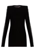Saint Laurent Crystal-embellished Square-shoulder Velvet Dress
