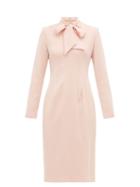 Matchesfashion.com Goat - Isabelle Pussy Bow Wool Crepe Dress - Womens - Light Pink