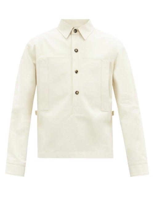Mens Rtw Bottega Veneta - Half-button Cotton-twill Shirt - Mens - Cream