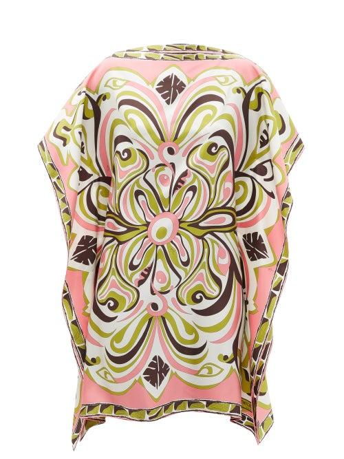 Emilio Pucci - Africana-print Silk-twill Dress - Womens - Pink Print
