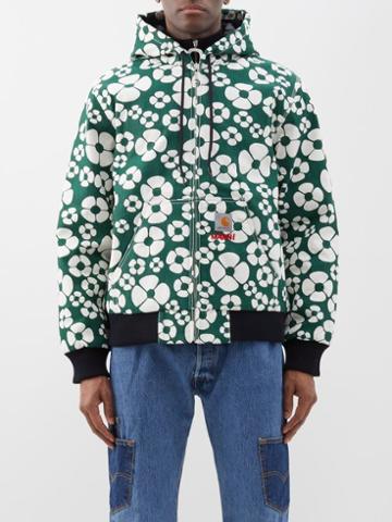 Marni X Carhartt - X Carhartt Wip Floral-print Cotton-canvas Jacket - Mens - Rainforest Green