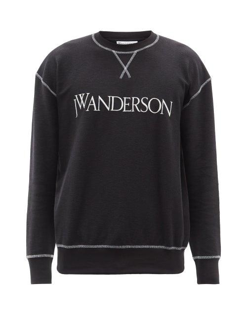 Jw Anderson - Logo-embroidered Cotton-jersey Sweatshirt - Mens - Black